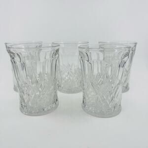 VTG Glass Anchor Hocking Tumbler Set of 5 Clear Pressed Drinkware Glasses Cups